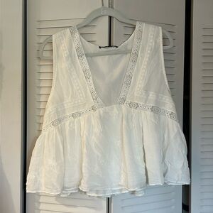 Zara lace and eyelet sleeveless blouse